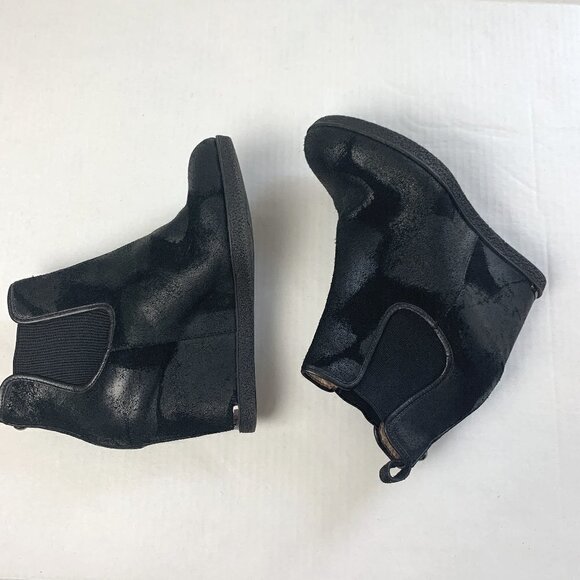 Stuart Weitzman Distressed Black Suede Wedge Booties - Size 7 - Picture 1 of 10